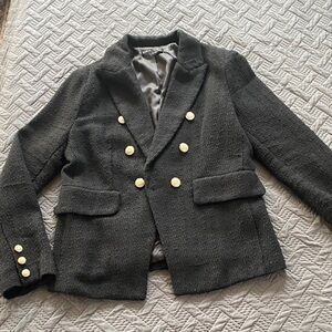 Chic Black Blazer with Gold Buttons